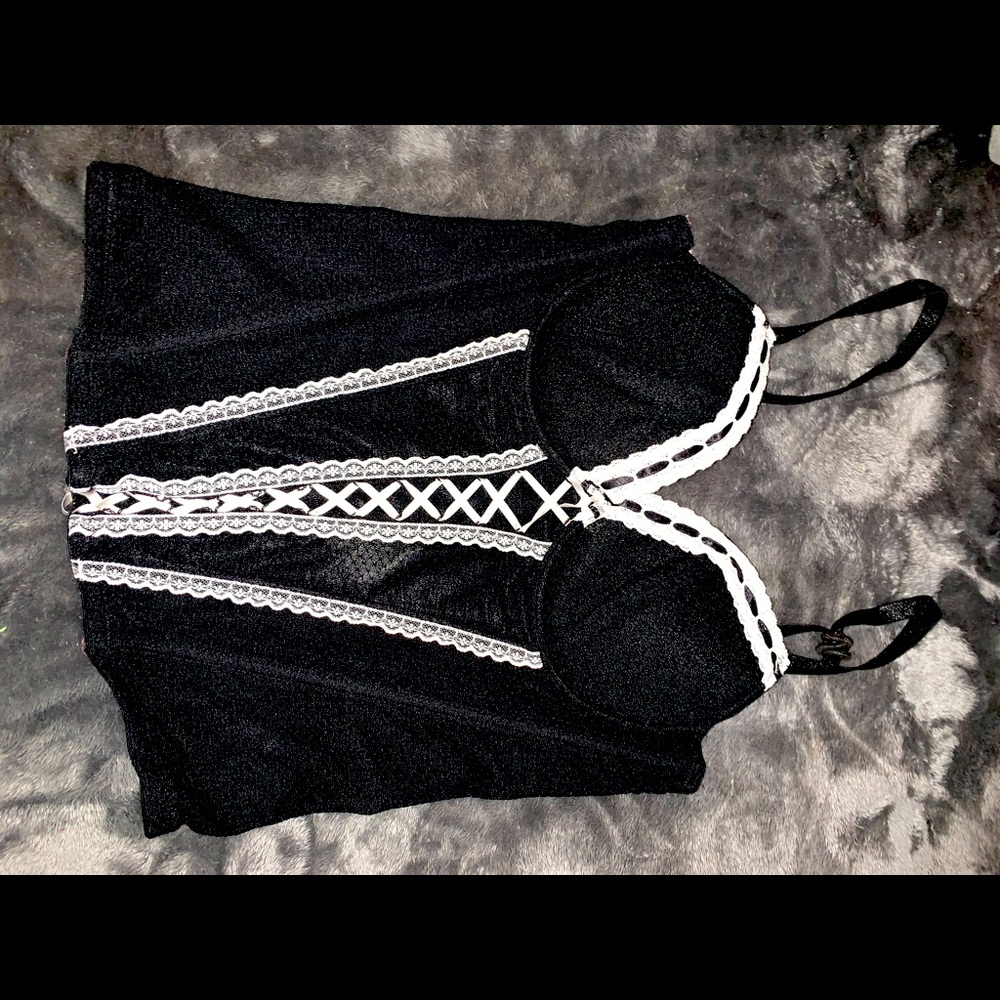 Corset top with clasps at the back